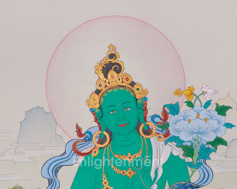 Supreme Mother Green Tara Thagka | An Elaborate Tibetan Artistry