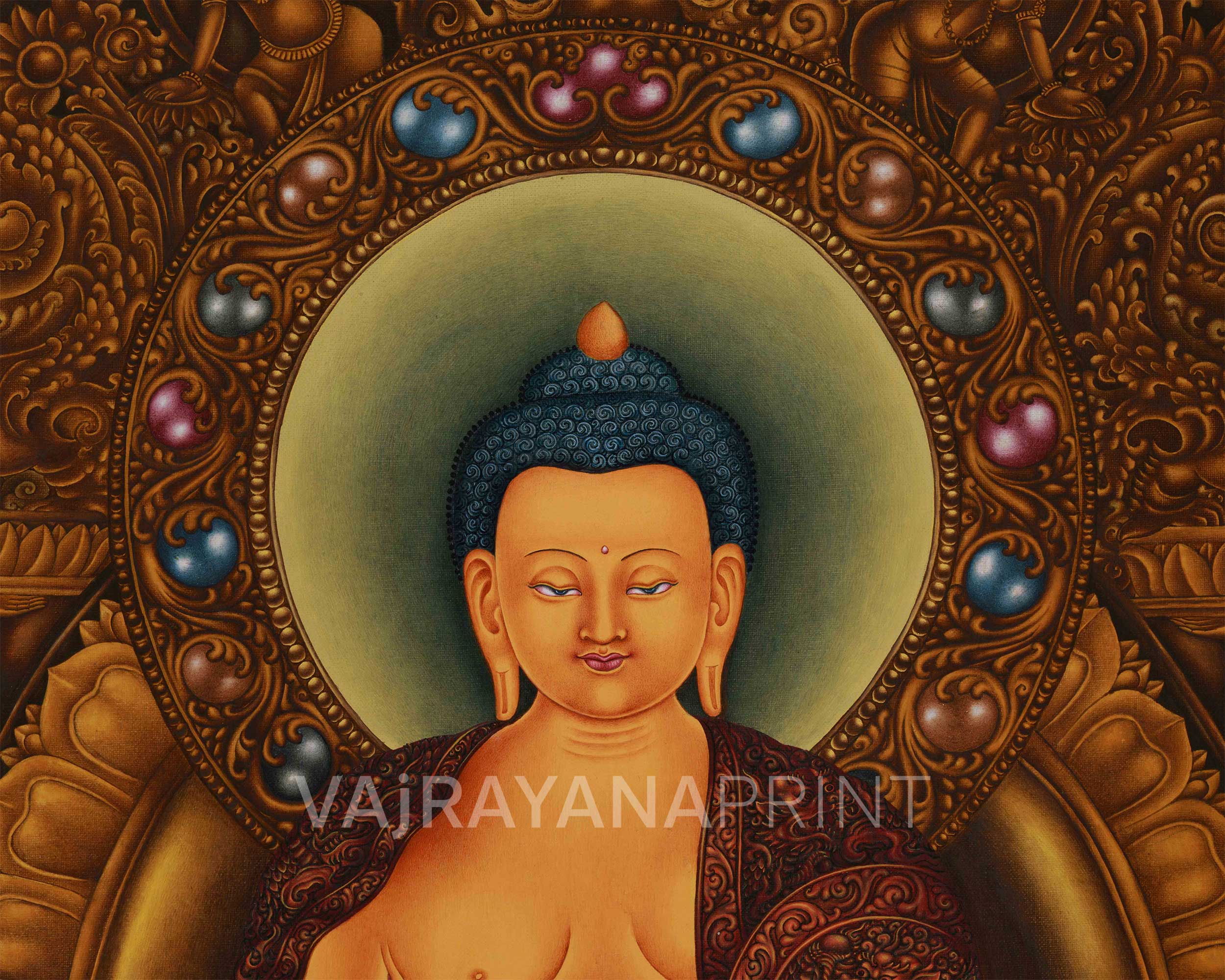 Siddhartha Gautama on Majestic Throne | High-Quality Giclee Canvas Print