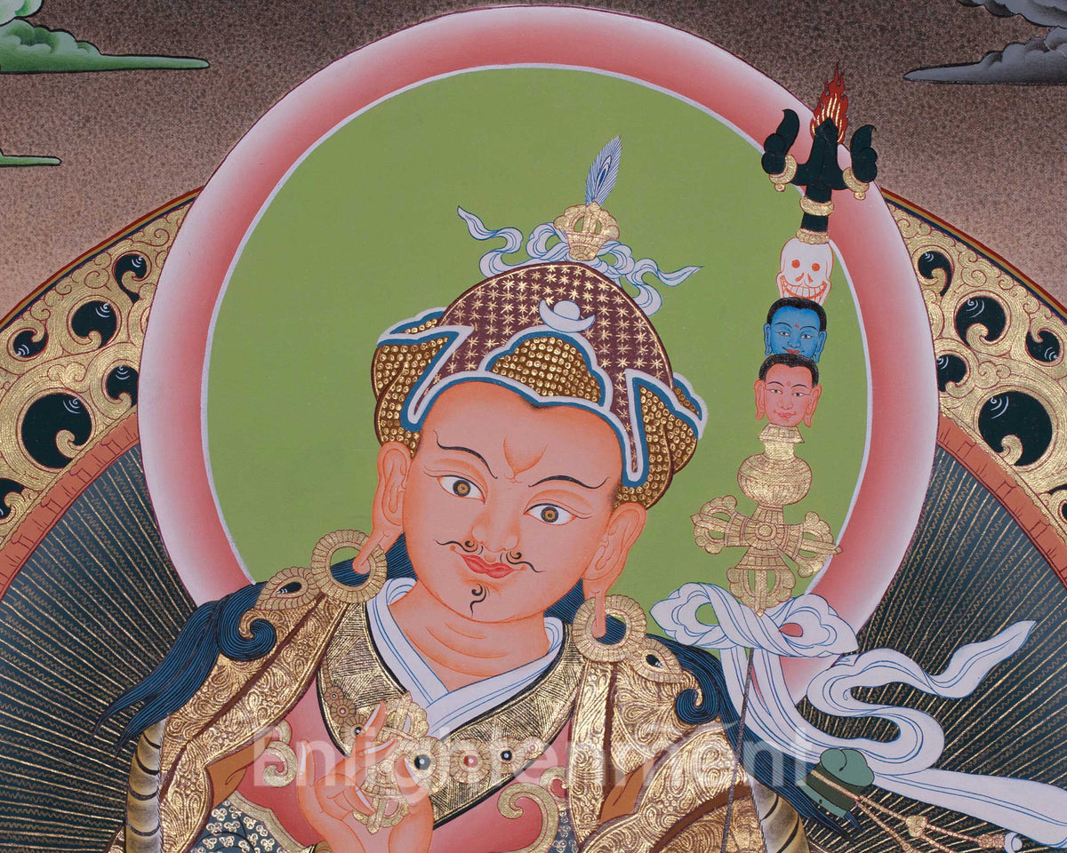 Original Hand-Painted Guru Rinpoche Thangka | Tibetan Wall Decoration