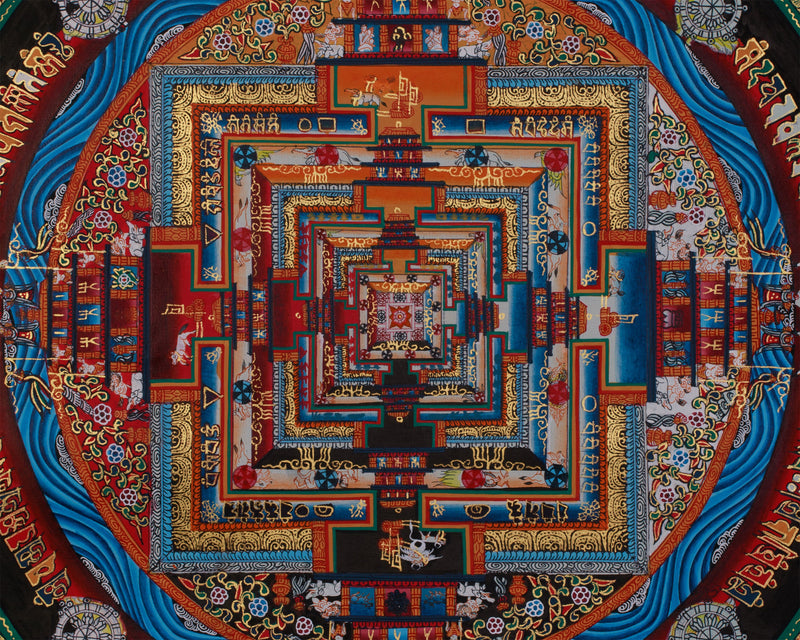 16 Inch Kalachakra Mandala | Wheel of Time | Tibetan Art for Balance and Healing