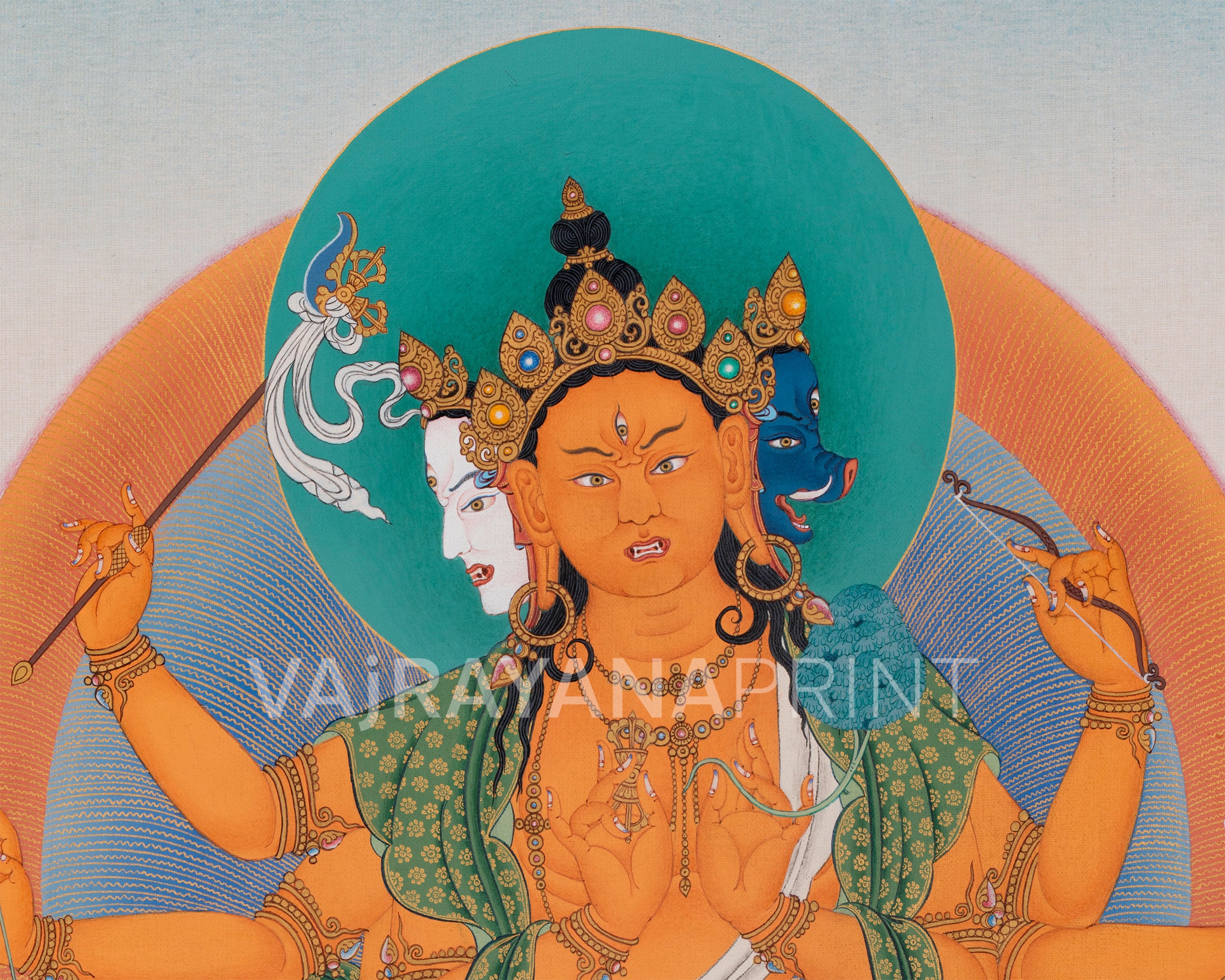 Goddess Marichi Thangka Print | Eight Armed Protector Deity | Canvas print