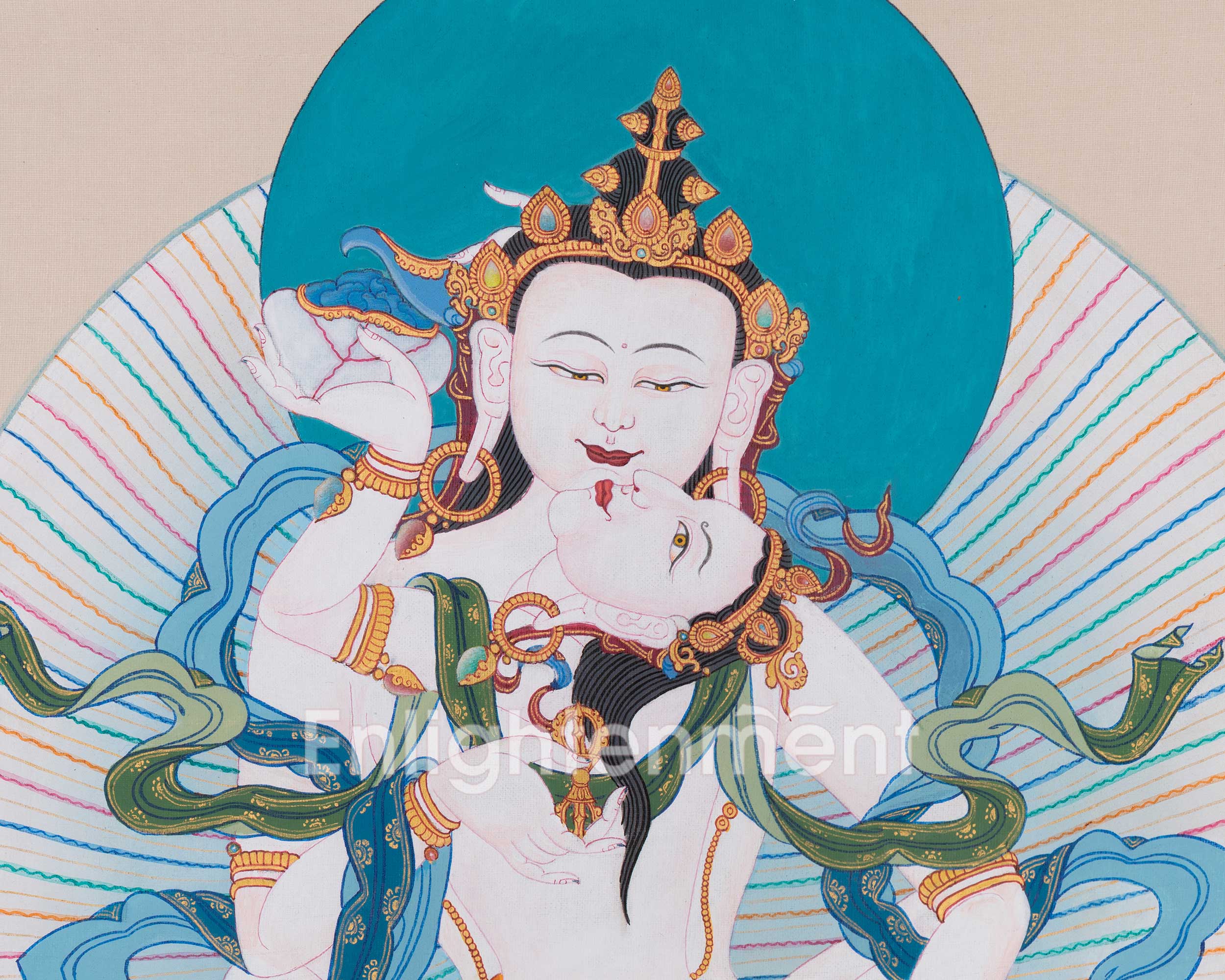 Traditional Thangka of Vajrasattva Consort (Yab-Yum) | The Divine Union of Wisdom and Compassion