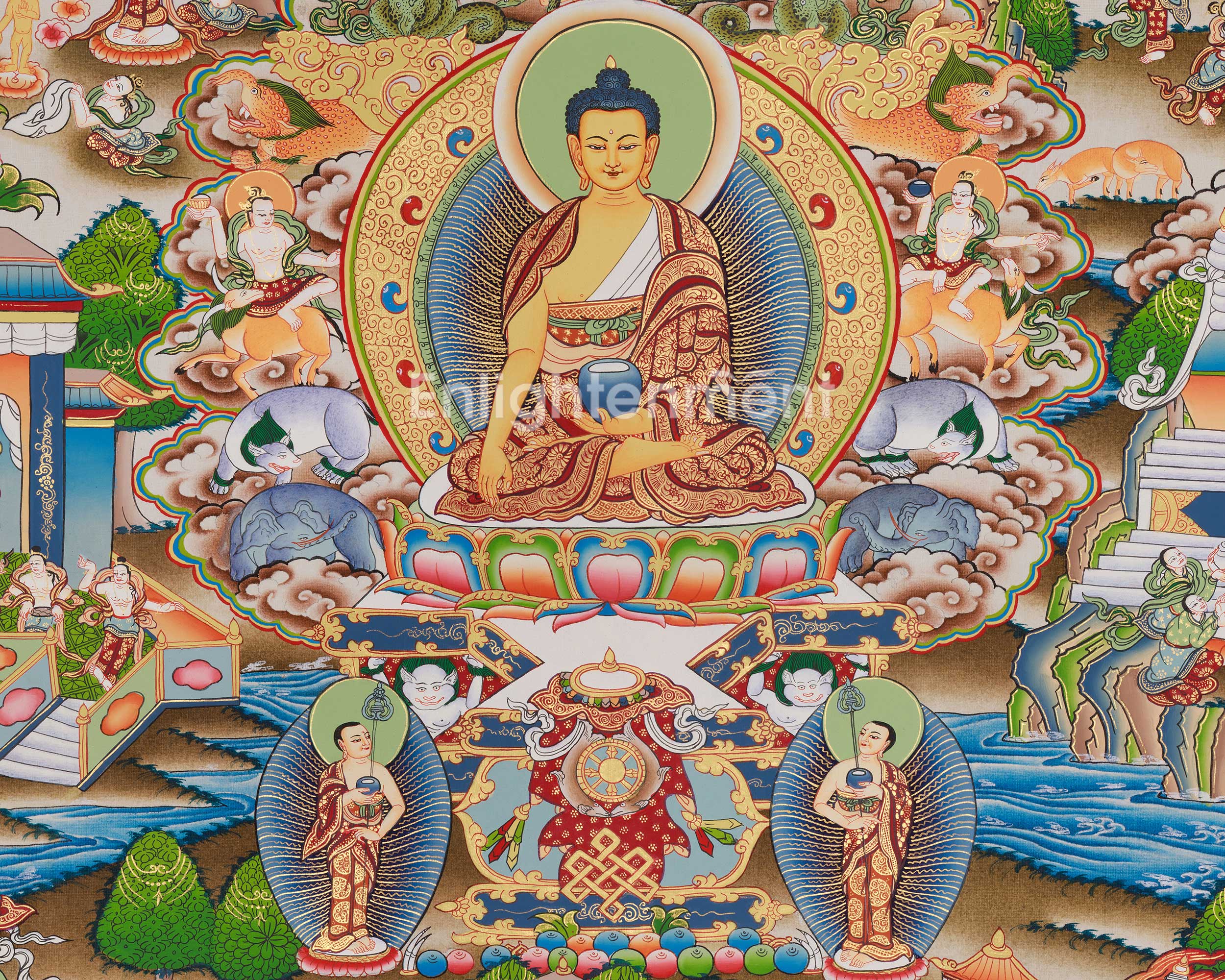Siddhartha Gautama Life Story Painting | Traditional Thangka Depicting the Path to Enlightenment