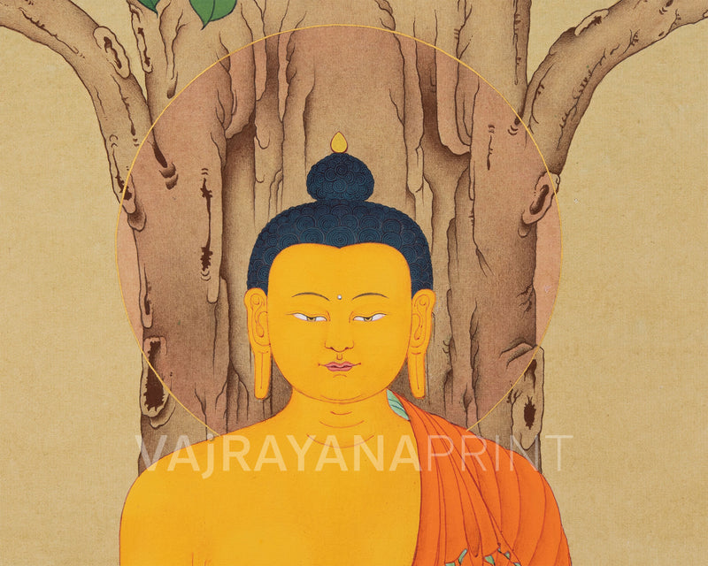 The Enlightened Shakyamuni Buddha Under The Bodhi Tree | Spiritual Giclee Canvas Print