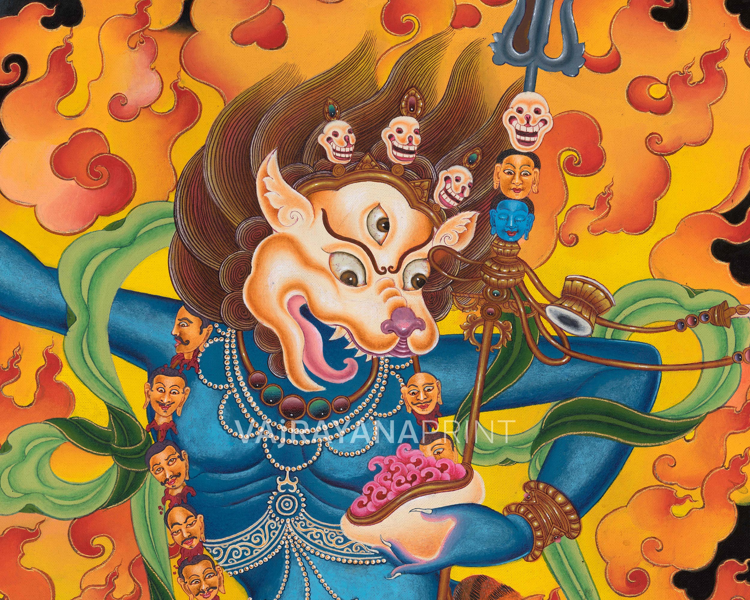 Traditional Buddhist Dakini Singha Mukha Thangka Print | Buddhist Spiritual Gifts