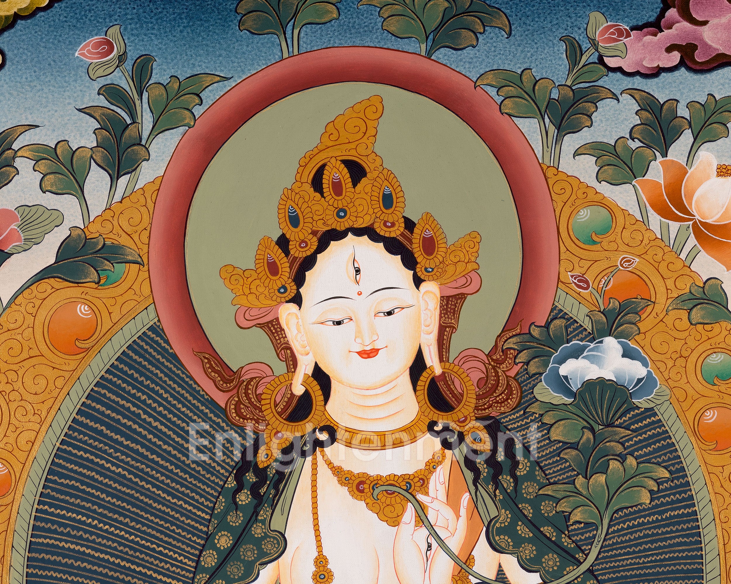 White Tara Thangka Painting | Female Bodhisattva | Decorative Art