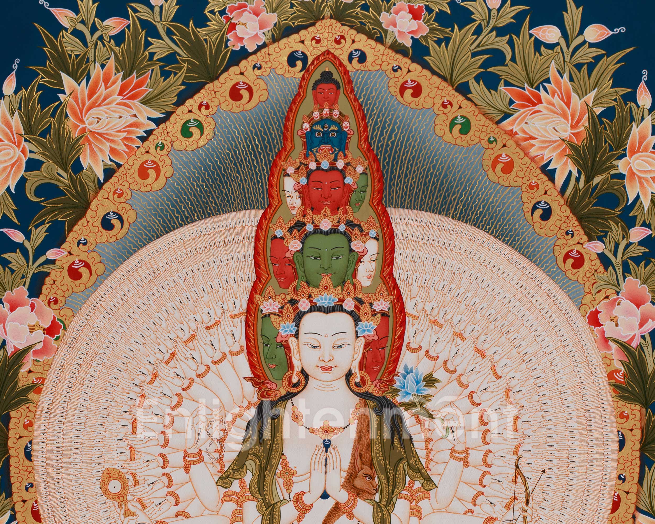 1000 Hands Buddha, Avalokiteshvara Thangka | Buddhist Masterpiece of Mercy, Enlightenment & Spiritual Awakening