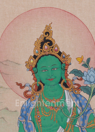 Small Green Tara Meditation Artwork | Buddhist Goddess of Compassion & Protection