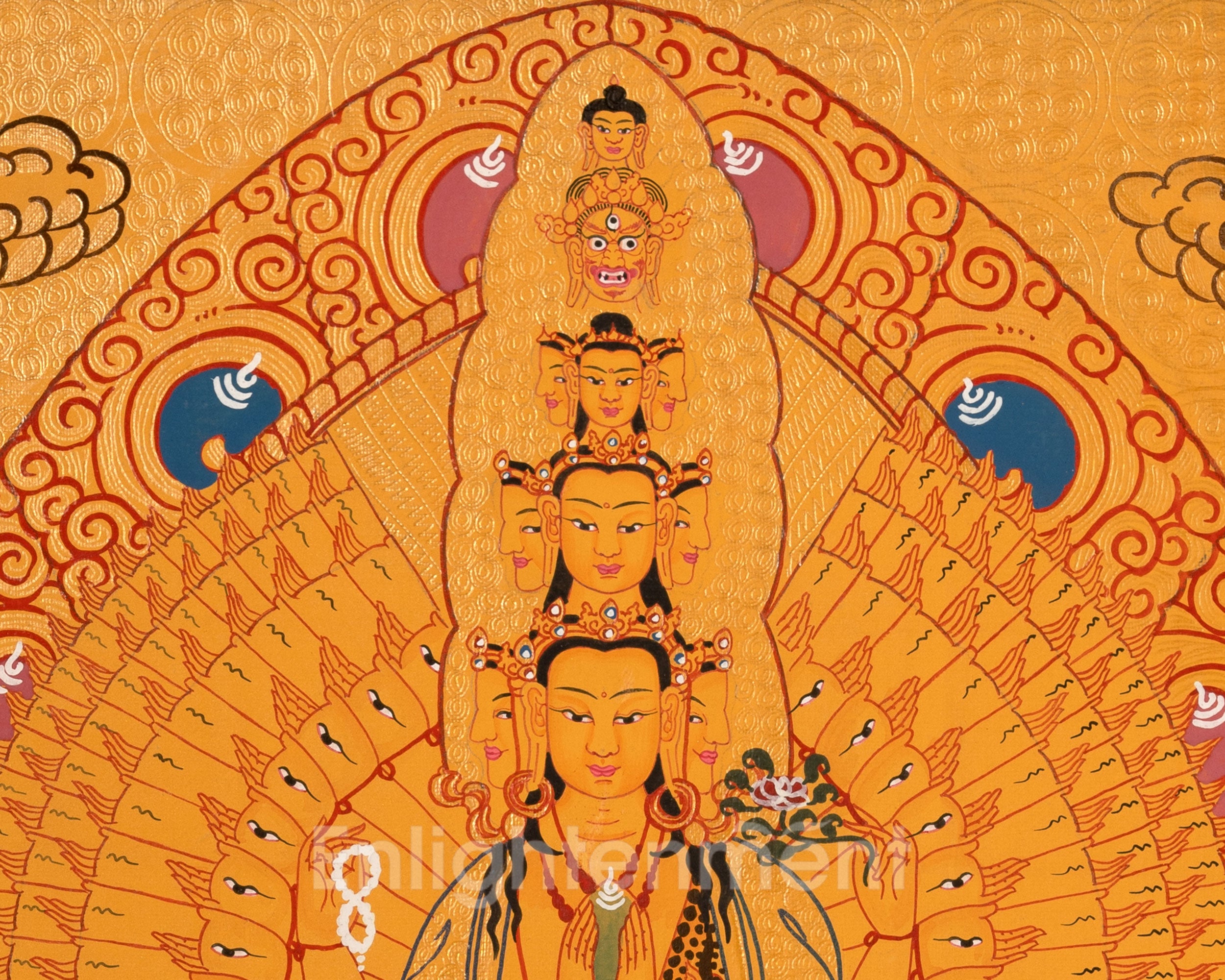 Traditional 1000-Armed Avalokiteshvara Thangka | Deity of Boundless Mercy and Enlightened Grace