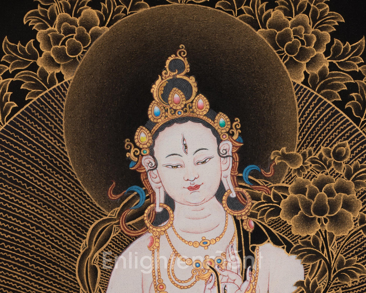 Healing Deity Sita Tara Thangka | White Tara Art | Enlightened Female Buddha