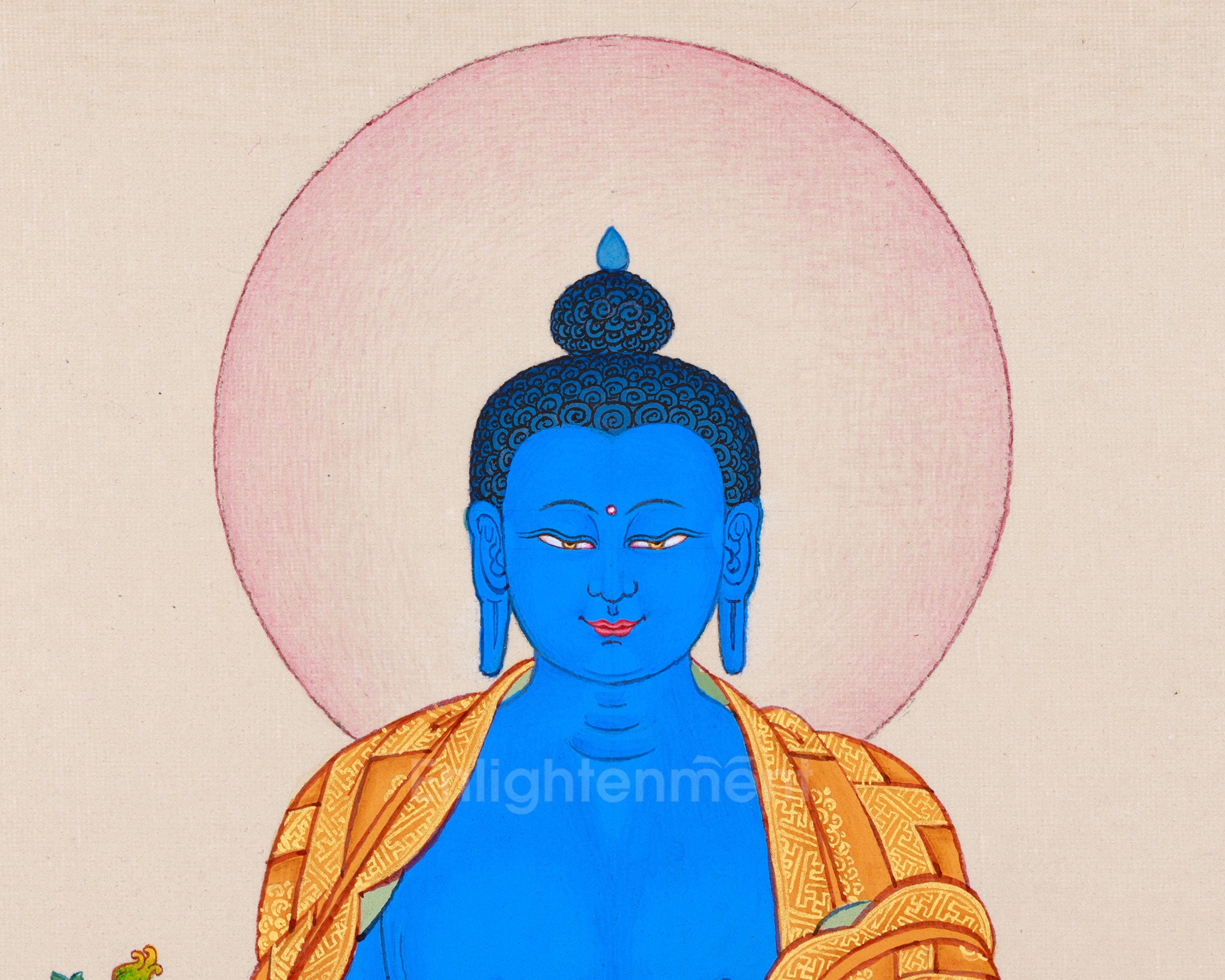 Small Blue Medicine Buddha Thangka | Hand-Painted Tibetan Healing Art