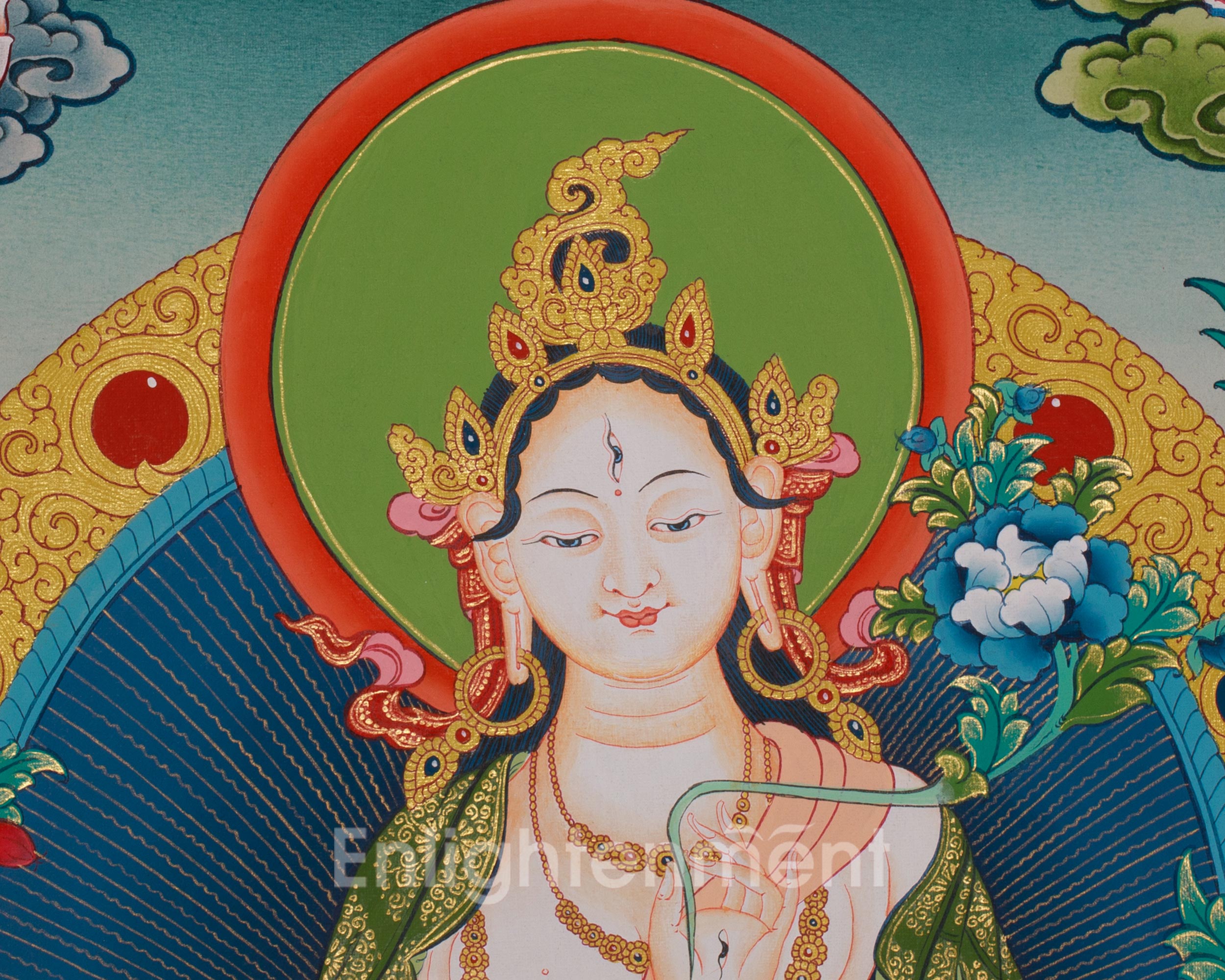 White Tara Meditation Art | Female Buddha In Tibetan Buddhism | Seven Eyes Goddess