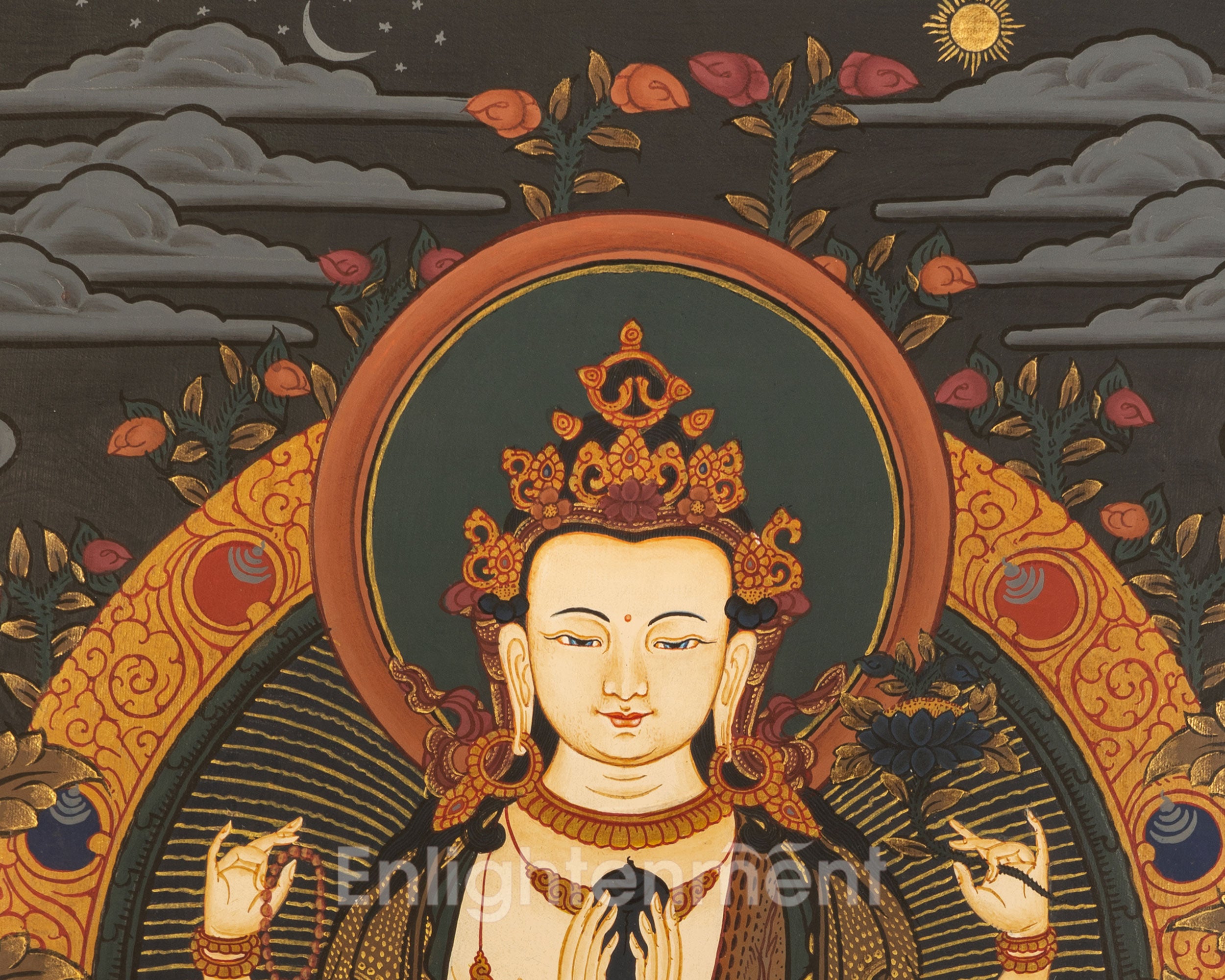 Chenrezig Thangka Painting | Religious Tibetan Wall Art