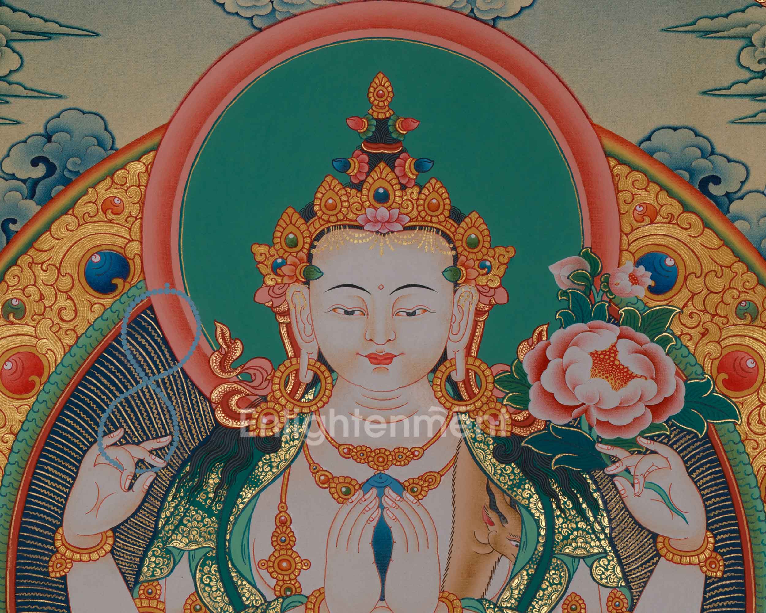Universal Thangka Of Chenrezig | Avalokiteshvara Art | Spiritual Thangka