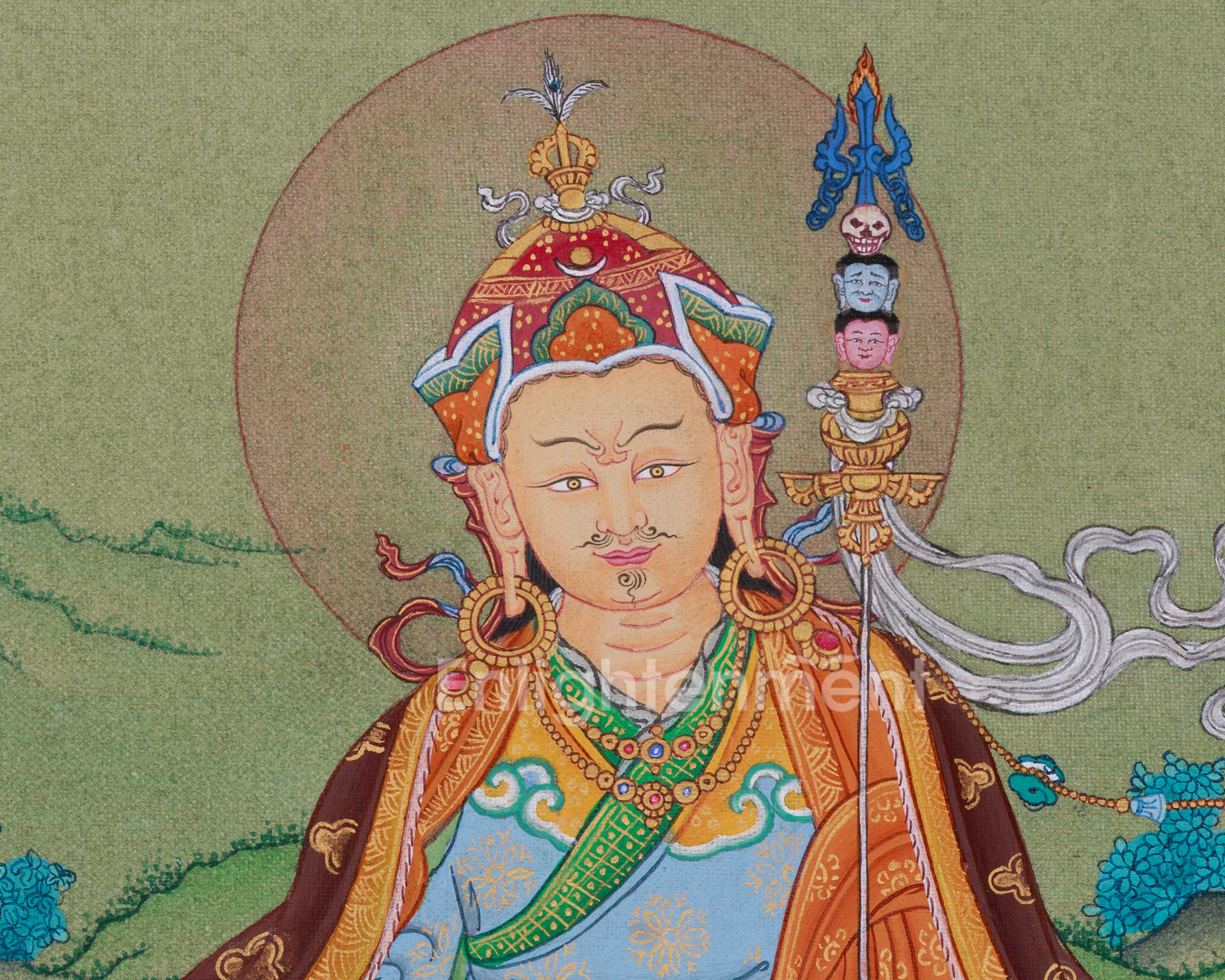 Buddhist Master Guru Rinpoche Thangka | Spiritual Decor