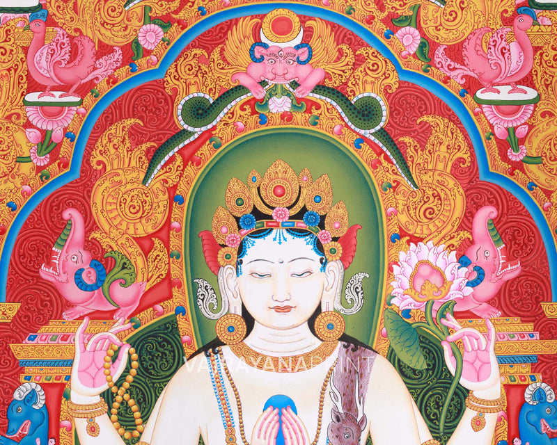 Thangka Print Of Avalokiteshvara | Artwork Of 4-Armed Chenrezig | The Bodhisattva of Compassion