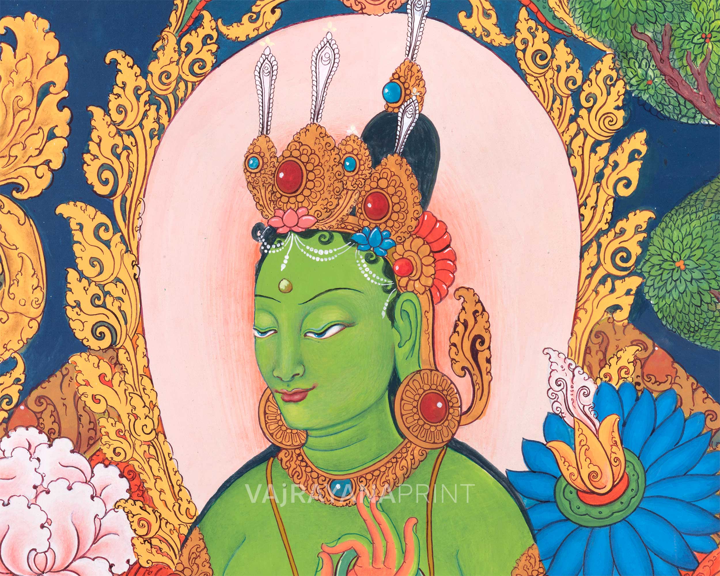 White Tara and Green Tara Set : Standing Tara Prints