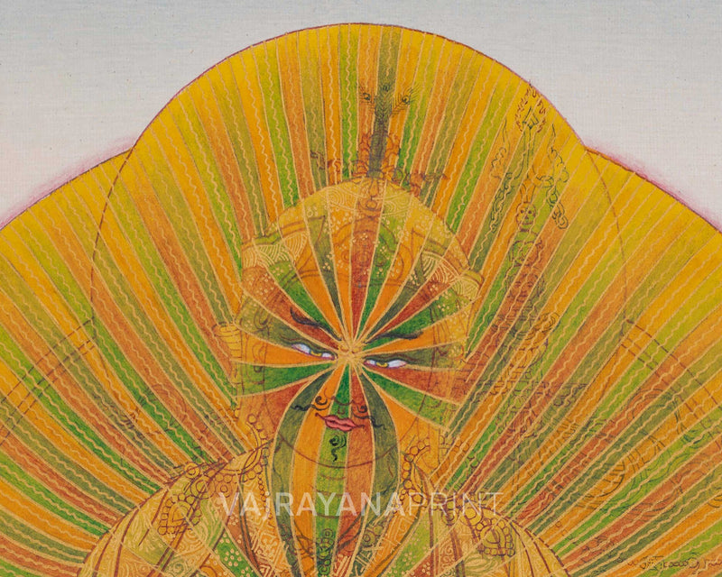 Guru Padmasambhava In Rainbow Body Form | Guru Rinpoche Thangka Print