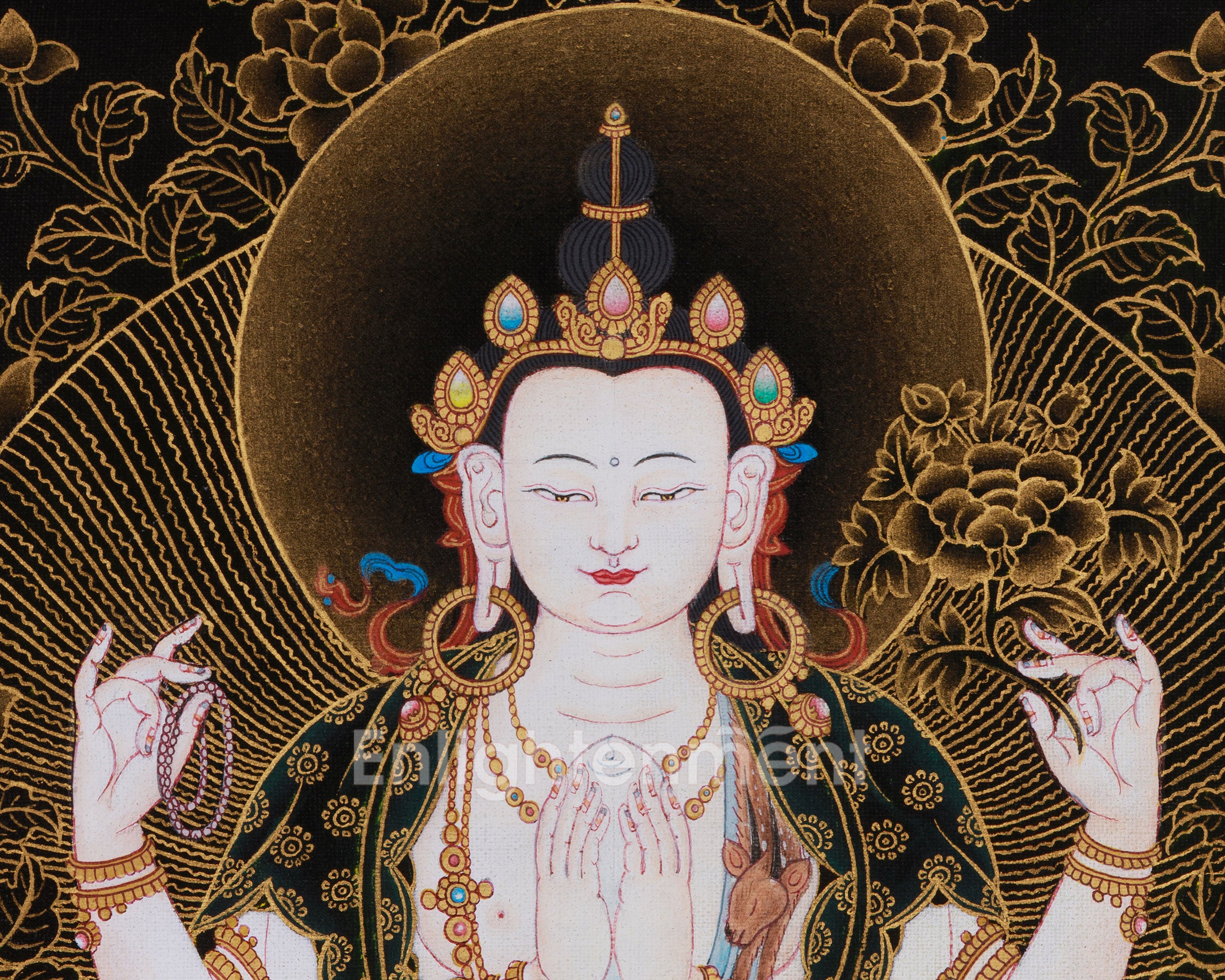Chenrezig Compassion Deity Thangka | Peaceful Protector