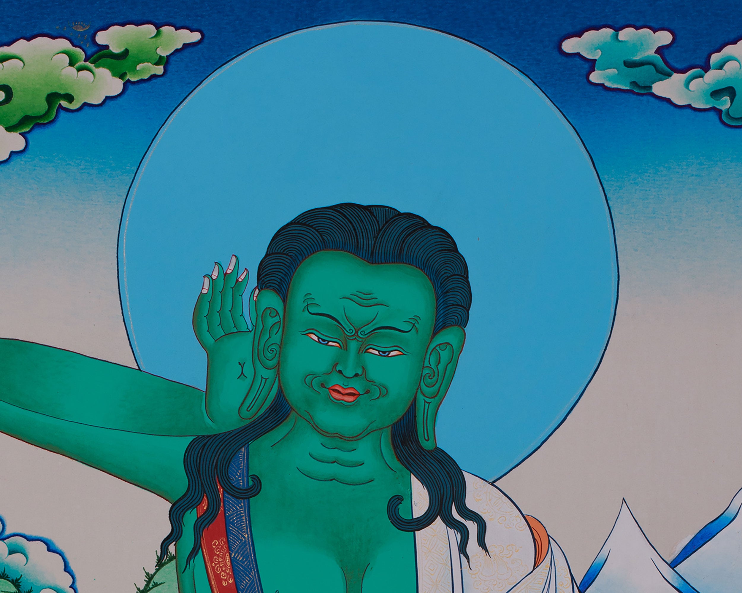 Hand-Painted Milarepa Thangka | Tibetan Buddhist Master