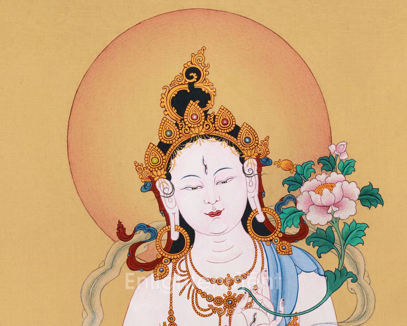 Maa White Tara Thangka | Beacon of Healing and Serenity