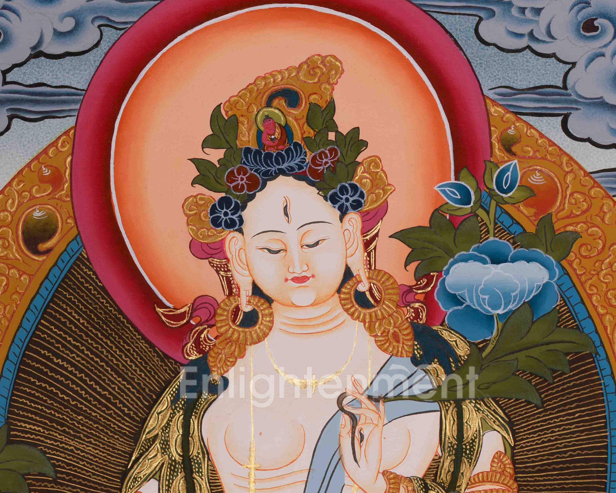 Divine Art Of White Tara With Manjushri And Vajrapani | Meditation & Spiritual Altar