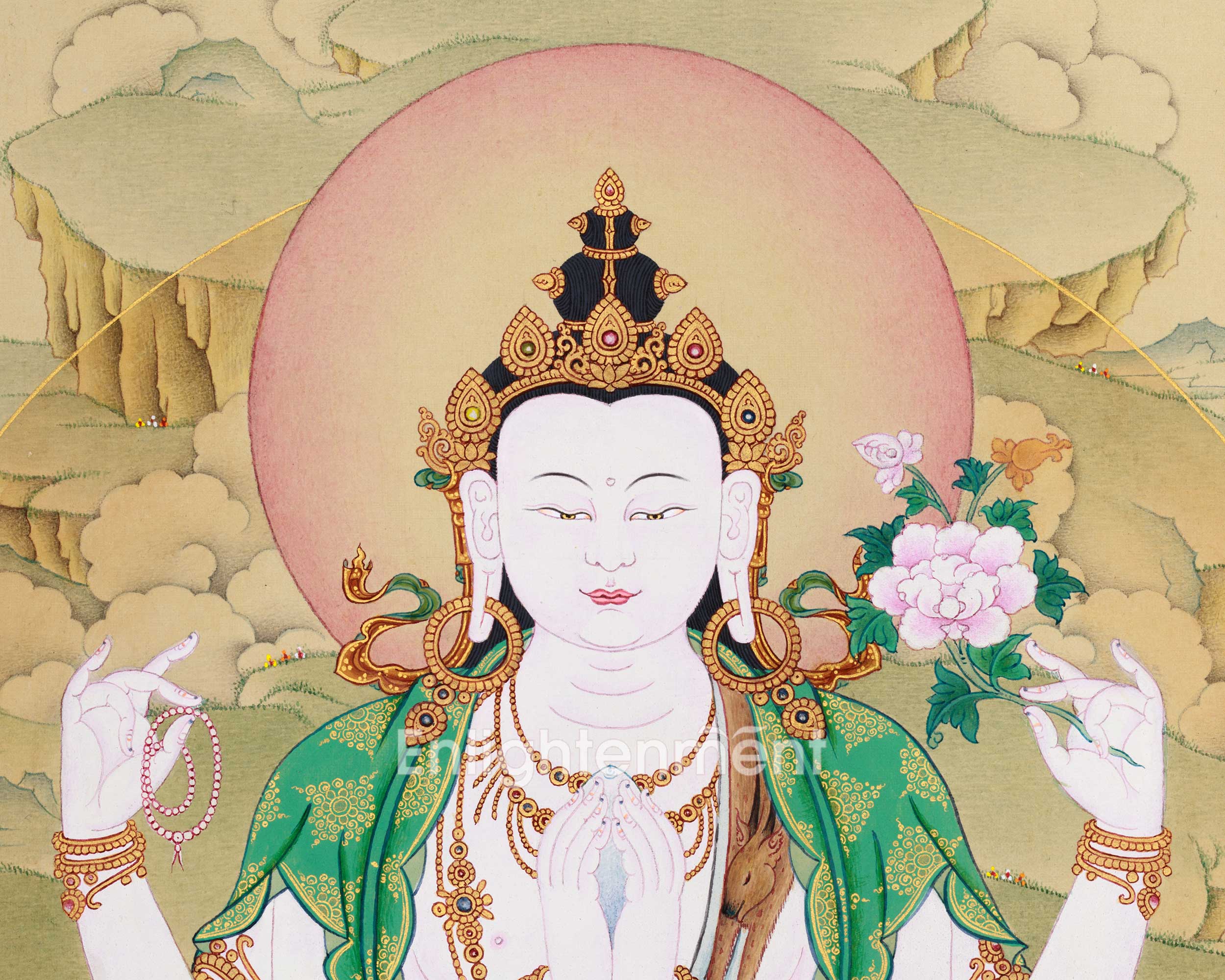 Bodhisattva Chenrezig Thangka | Art Of Compassion | Tibetan Buddhist Decoration