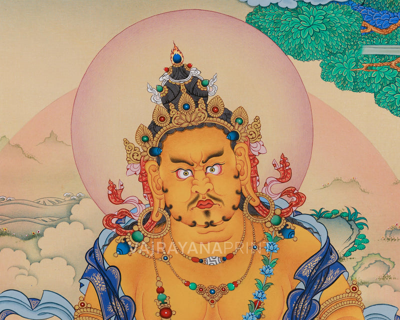 God of Wealth, Dzambhala Thangka Print | Vajrayana Giclee Canvas