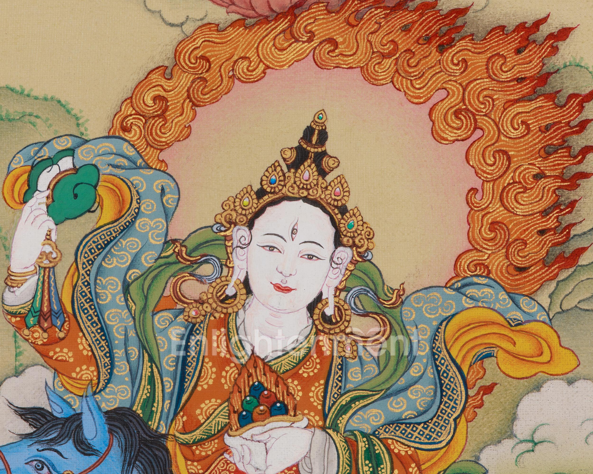 Achi Chokyi Drolma with Jigten Sumgon Thangka | The Protector Deity and Revered Teacher