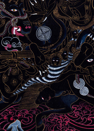 Divine Wrathful Palden Lhamo Thangka Print | Himalayan Artwork | Wall Decorative Art