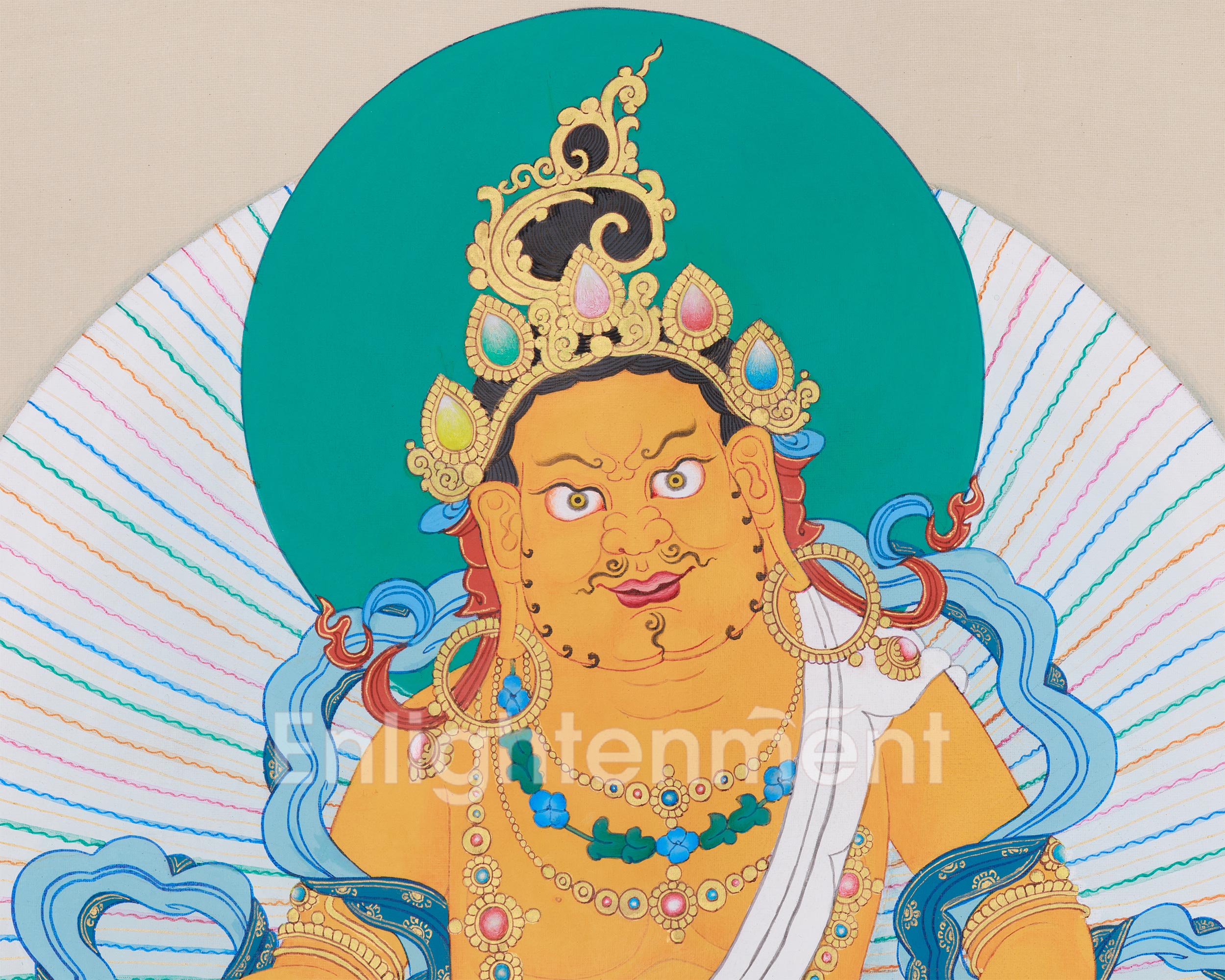 Hand-Painted Tibetan Wealth Deity, Dzambhala | Protector of Prosperity and Abundance