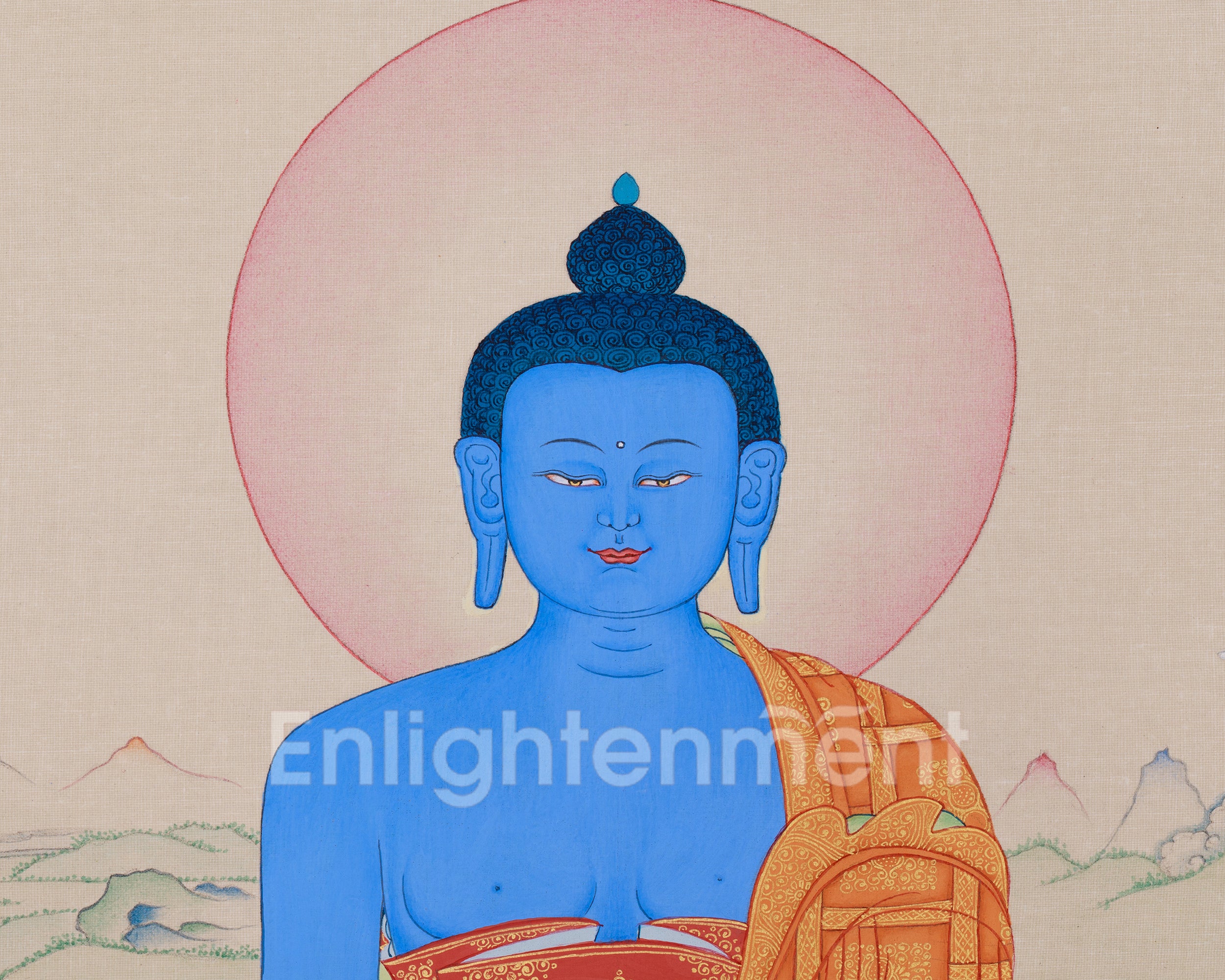 Bhaisajyaguru, the Healing Buddha | A Thangka for Health, Well-being, and Spiritual Peace