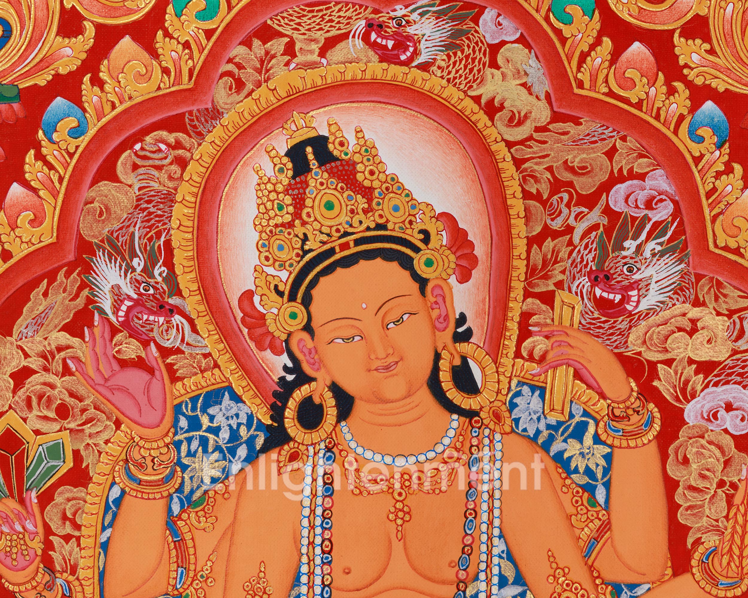 Buddhist Goddess Vasudhara Paubha Artwork | Newari Artistic Elegance