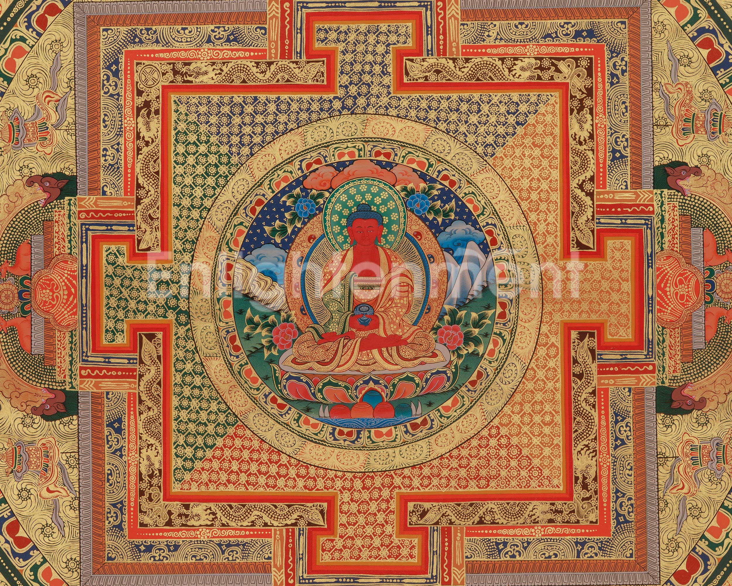 Amitabha Mandala Art | Sacred Buddha of Infinite Light | Pure Land Deity