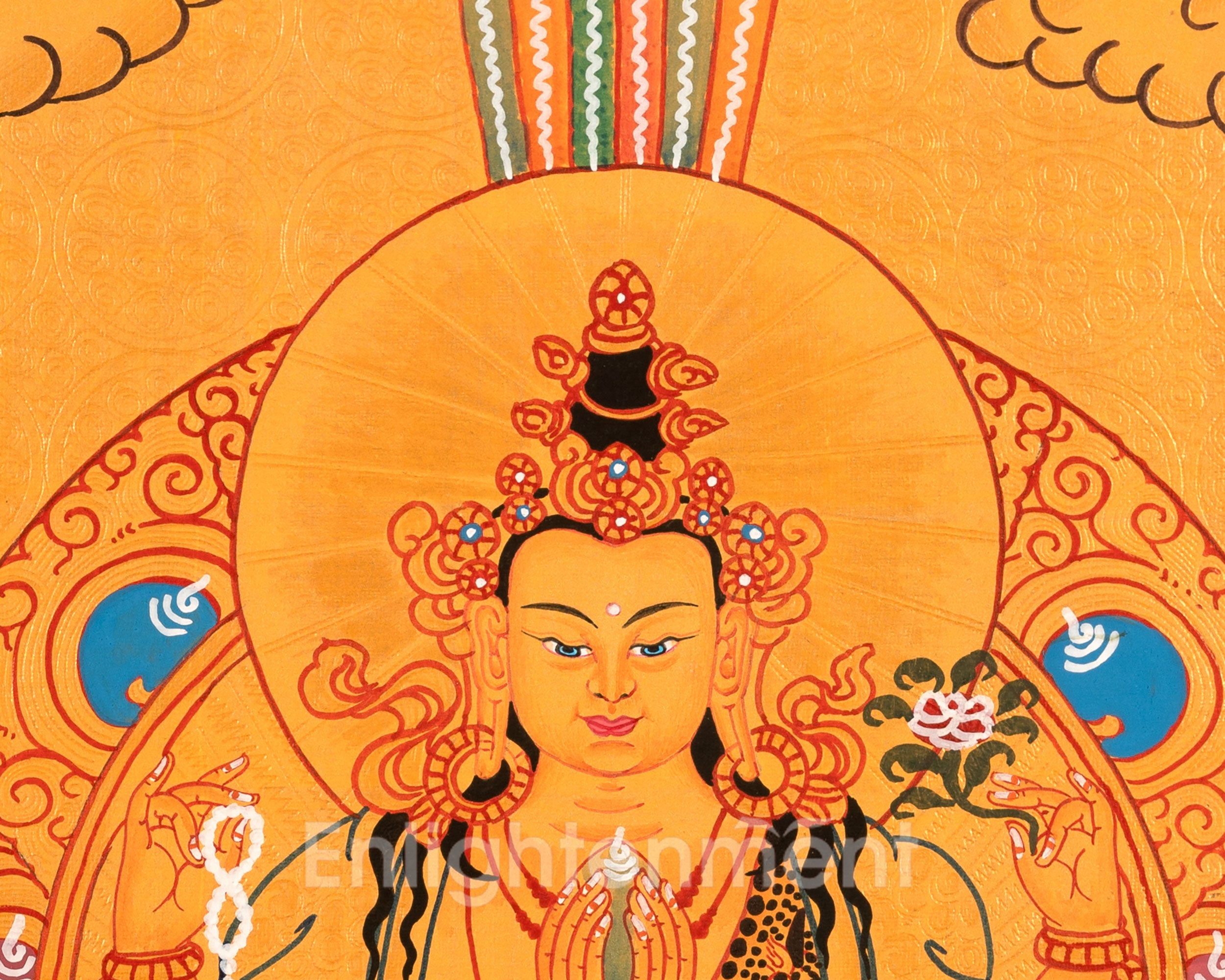Sacred Thangka of Four-Armed Chenrezig | Tibetan Bodhisattva of Compassion