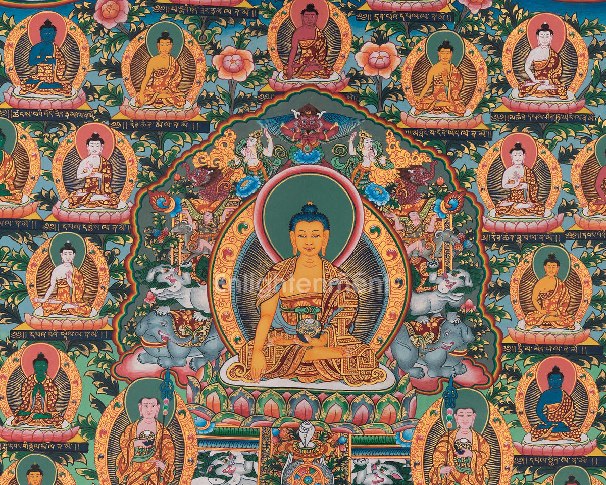 Tibetan 35 Buddhas Thangka | Hand-Painted Himalayan Buddhist Art