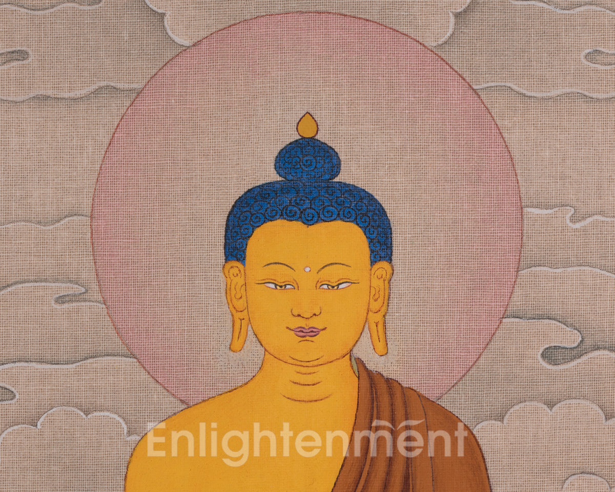 Shakyamuni Buddha Sacred Painting | Traditional Representation of Buddhist Awakening