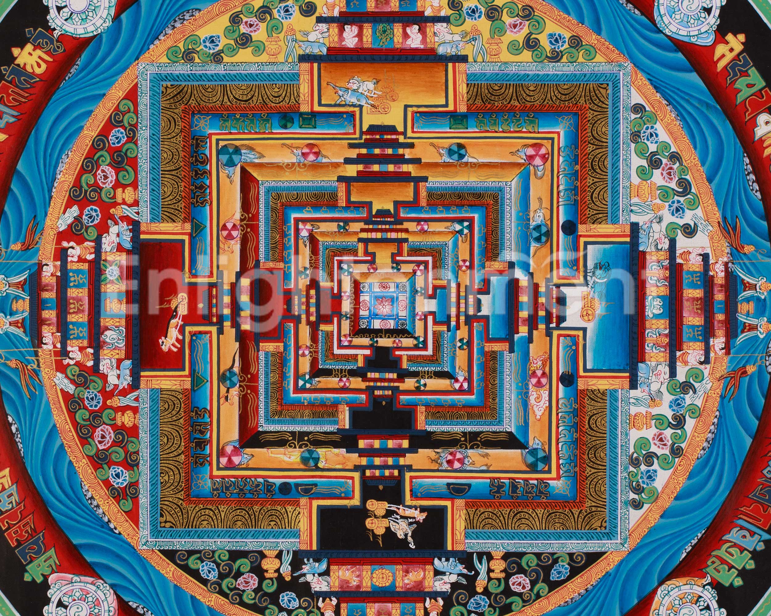 Sacred Buddhist Kalachakra Mandala Art | Meditation Altar | Home Decor