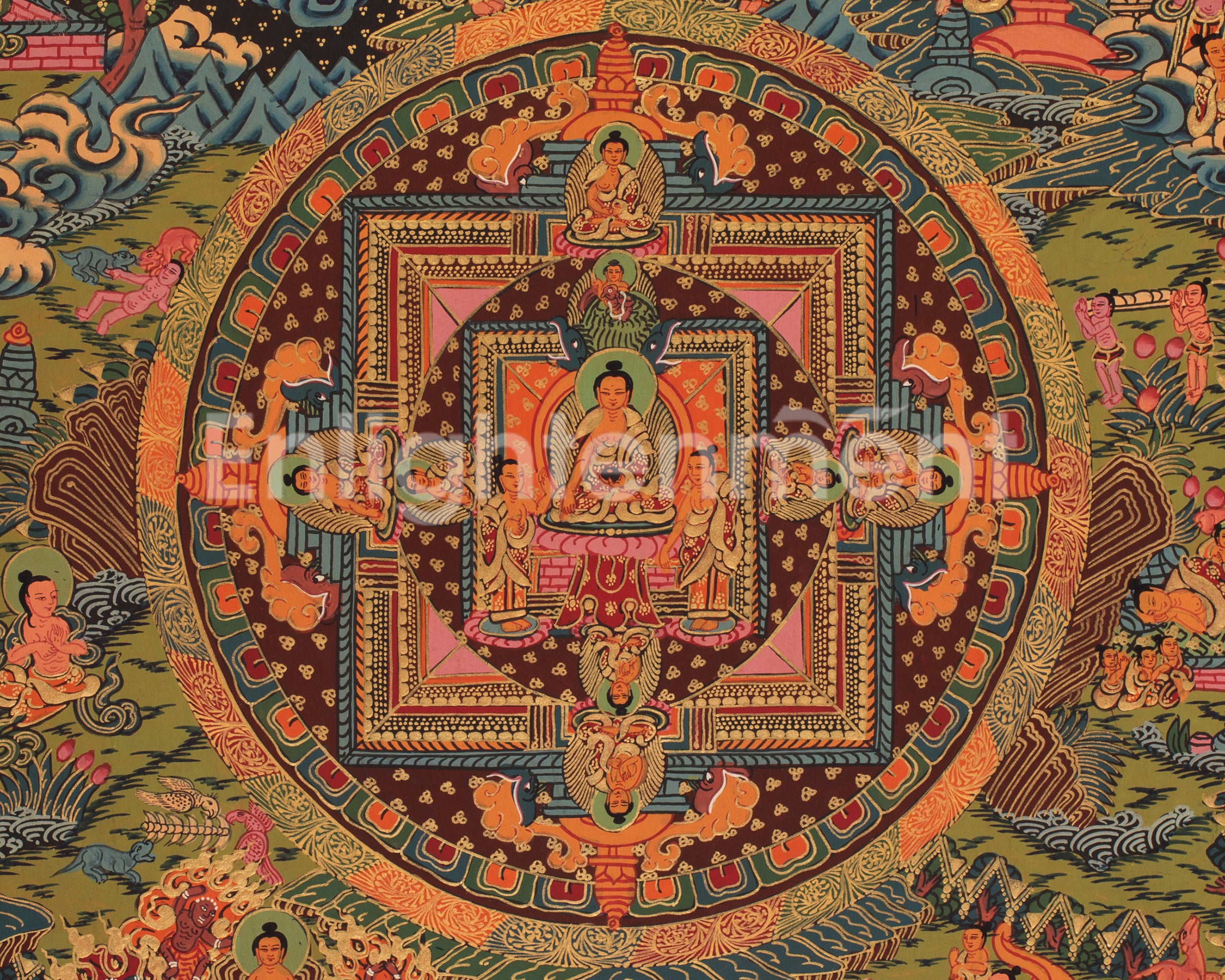 Authentic Buddha Life Story Thangka | Shakyamuni Buddha’s Path to Enlightenment