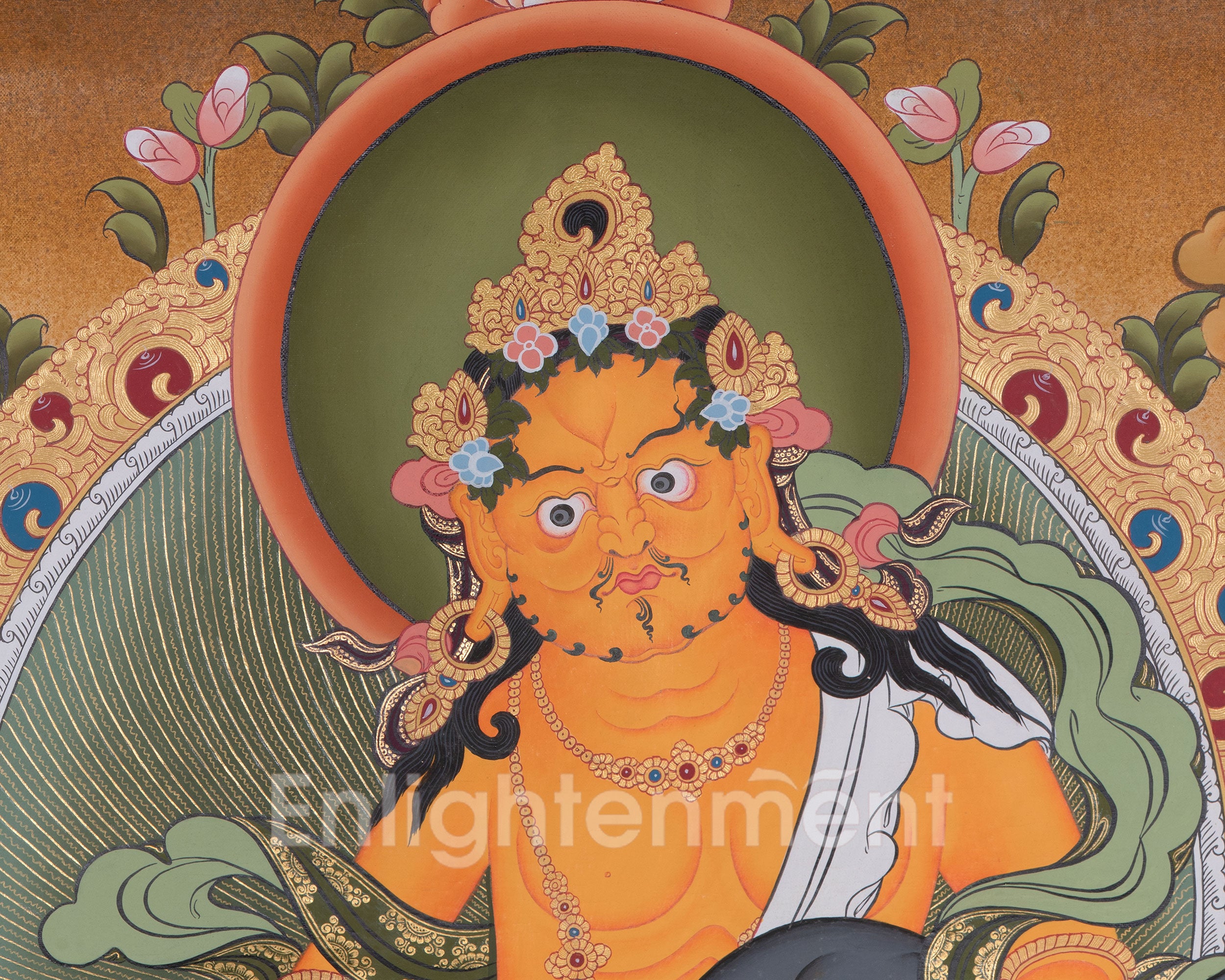 Guardian Of Prosperity Dzambhala Thangka | A Protector of Wealth and Abundance