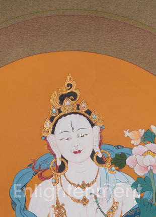 Sacred Three Long Life Deities Thangka | White Tara, Amitayus Buddha and Namgyalma