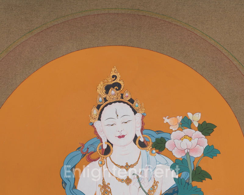 Sacred Three Long Life Deities Thangka | White Tara, Amitayus Buddha and Namgyalma