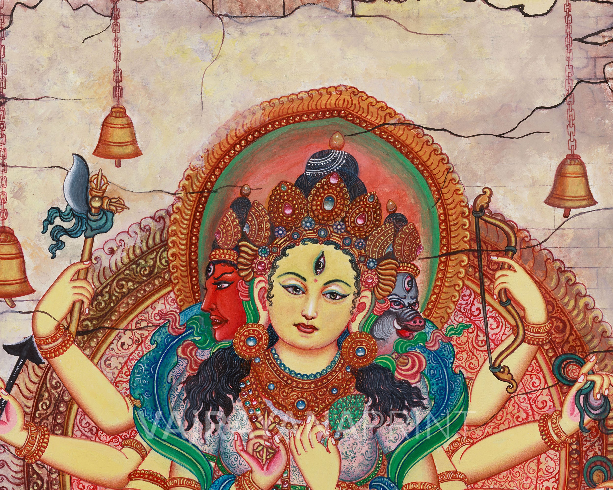Digital Print of Marichi Devi | Tantric Goddess of Protection on Cotton Canvas