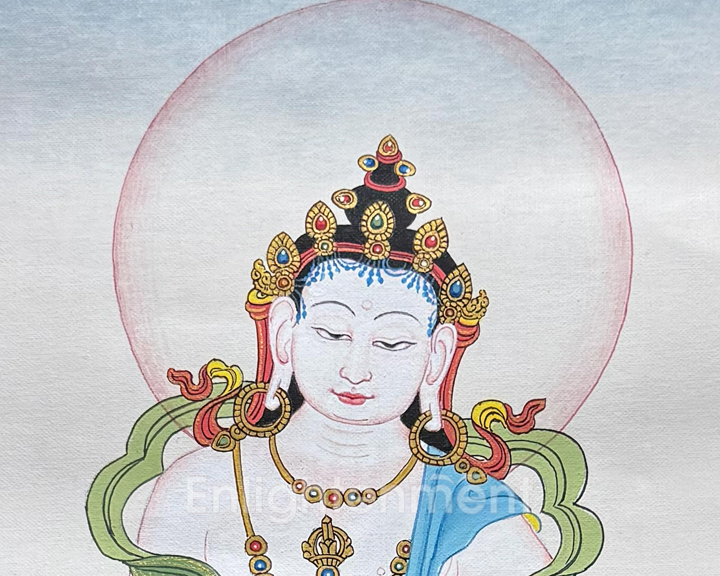 Traditional Vajrasattva Thangka With Brocade | Symbol of Purity, Healing, and Inner Transformation