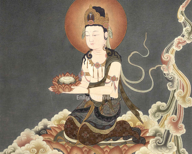 Bodhisattva Art in Japanese Style | Japanese Bodhisattva Thangka | Traditional Hand Painted Artwork