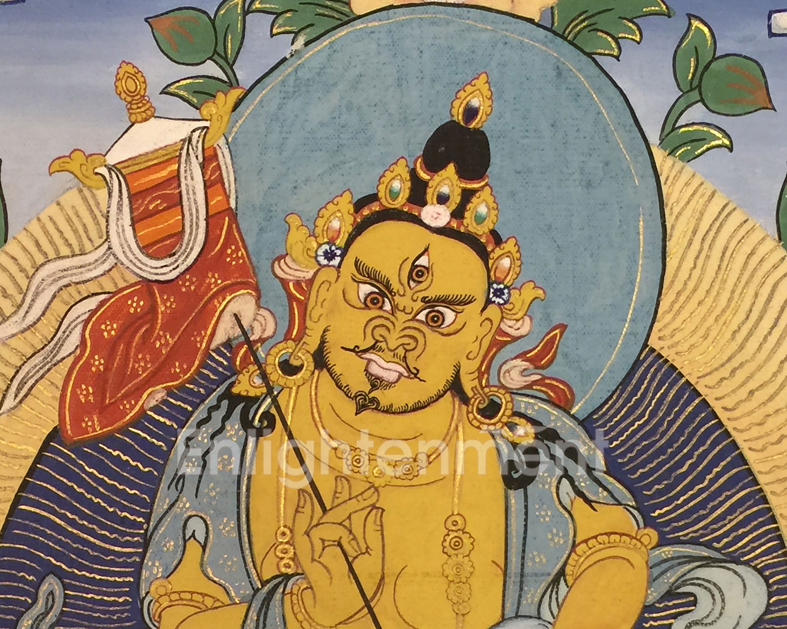Guardian King Dharmapala Namtose Thnagka | Vintage Buddhist Dzambala Art | Wall Decor