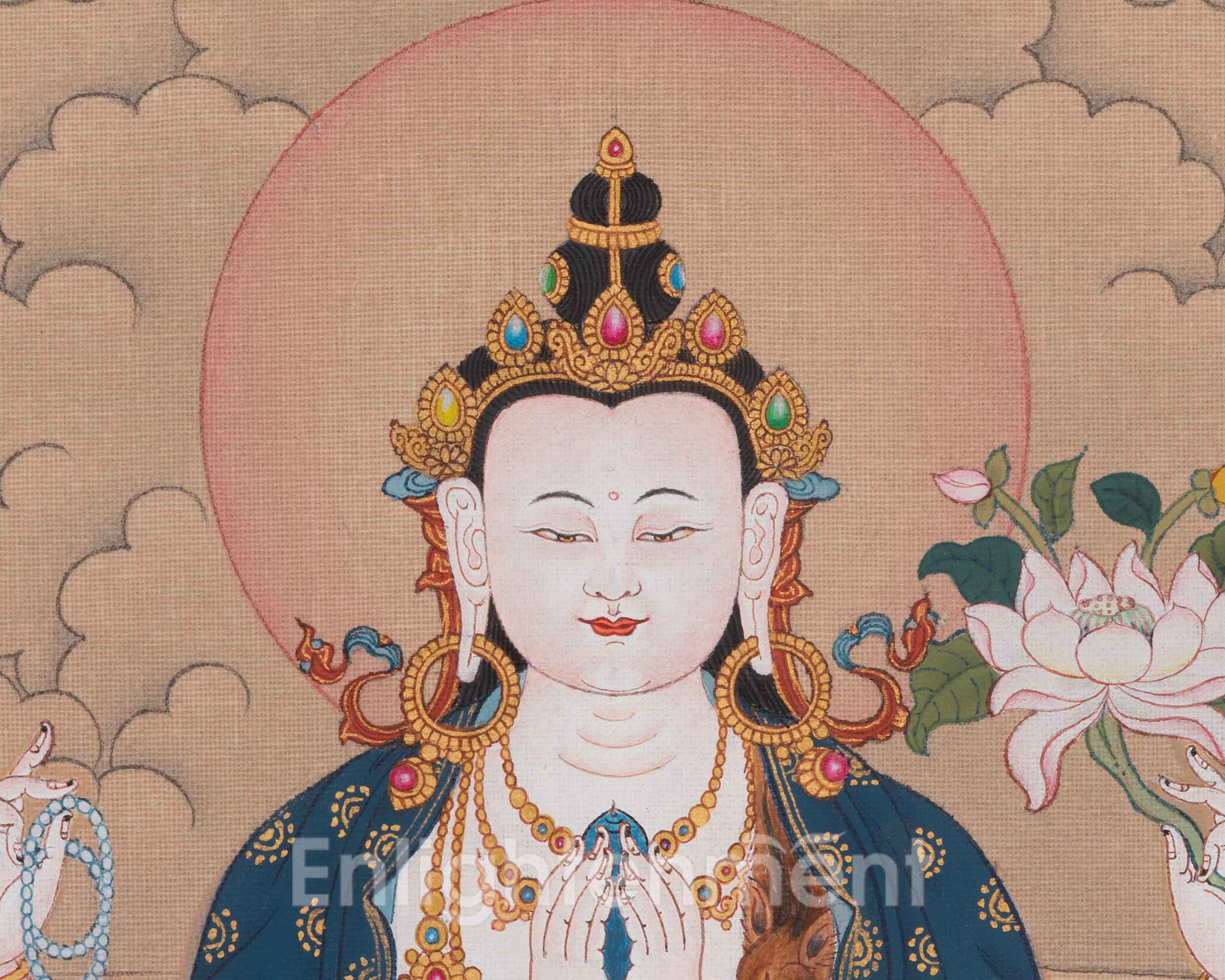 Chenrezig Devotional Art | Authentic Avalokiteshvara Thangka | Buddha of Compassion