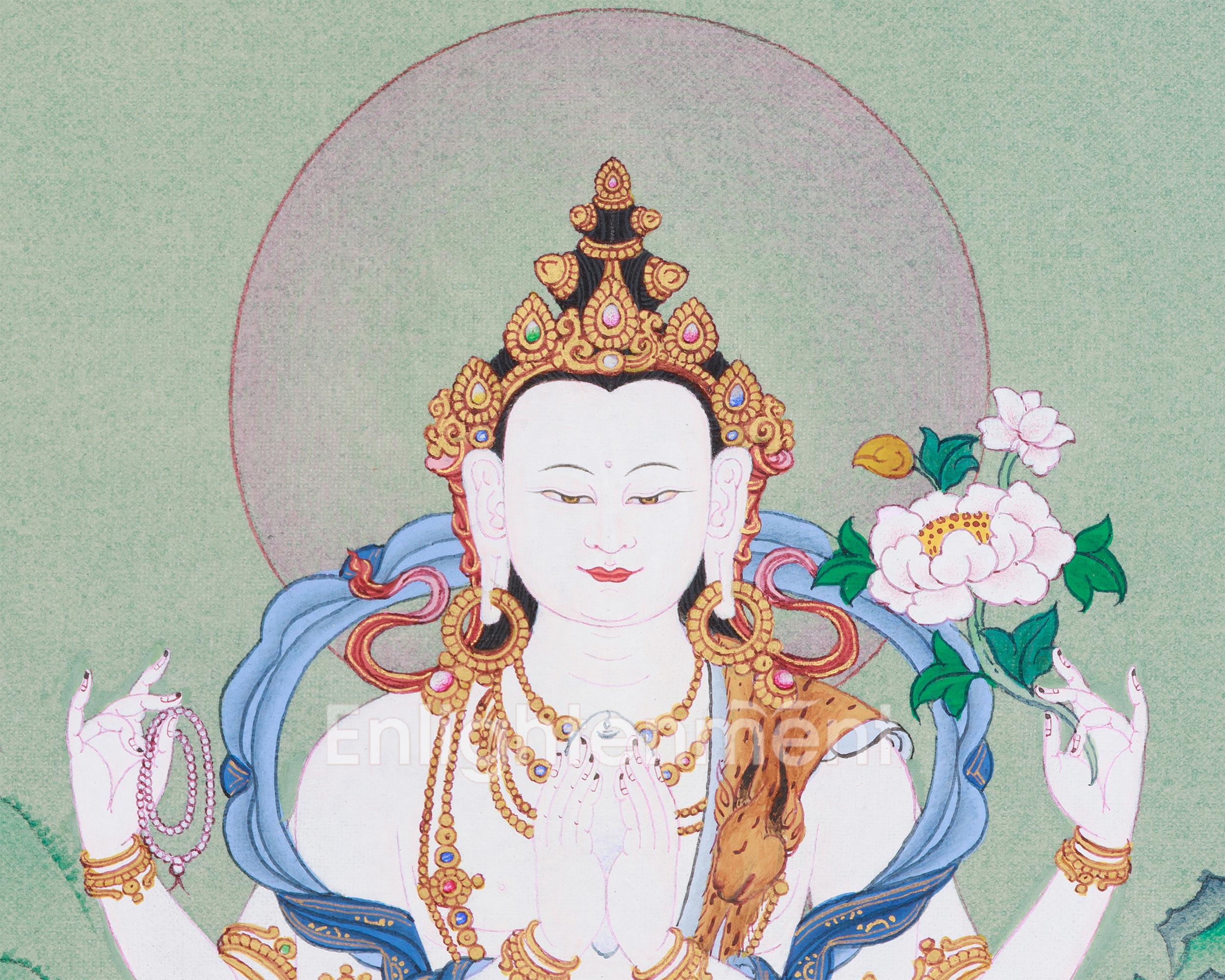 Tibetan Bodhisattva Chenrezig Painting | The Compassionate Protector of All Beings