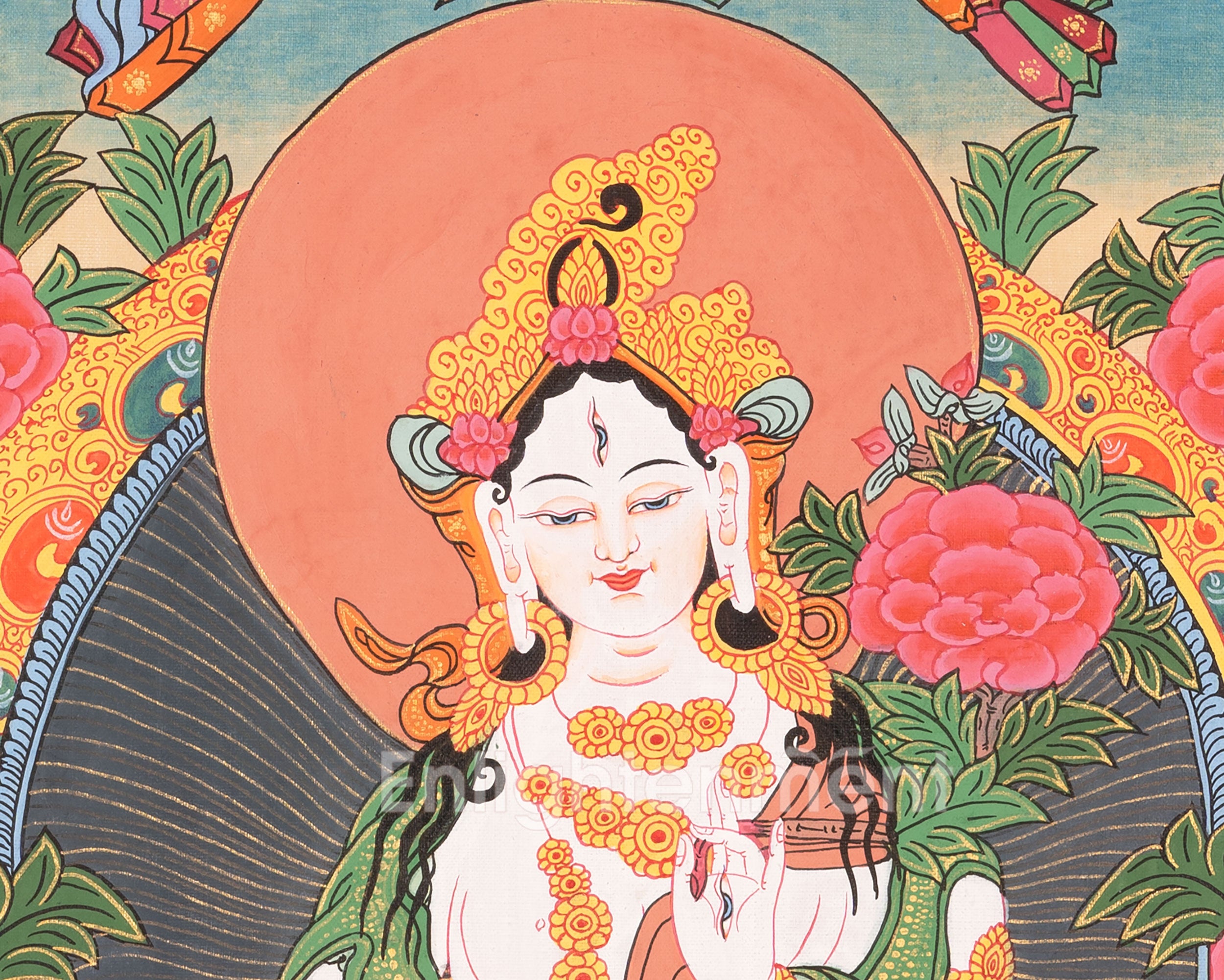 White Tara Thangka | Religious Tibetan Artwork | Wall Decors