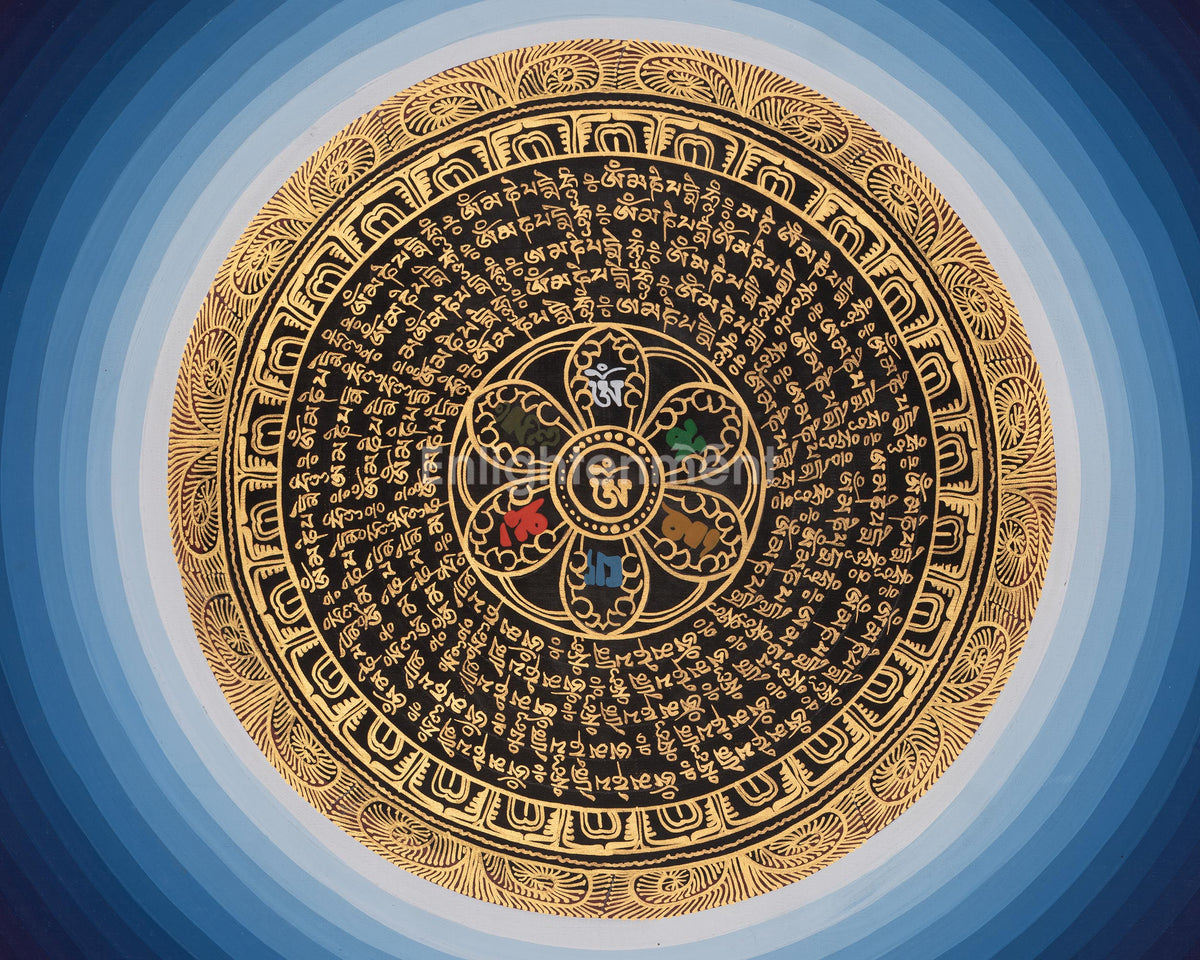 Mantra Mandala Buddhist Thangka | Sacred Mantra Visualization Artwork
